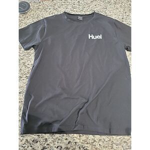 HUEL Mens T Shirt L Black Short Sleeve Logo‎ Tee Cotton Blend